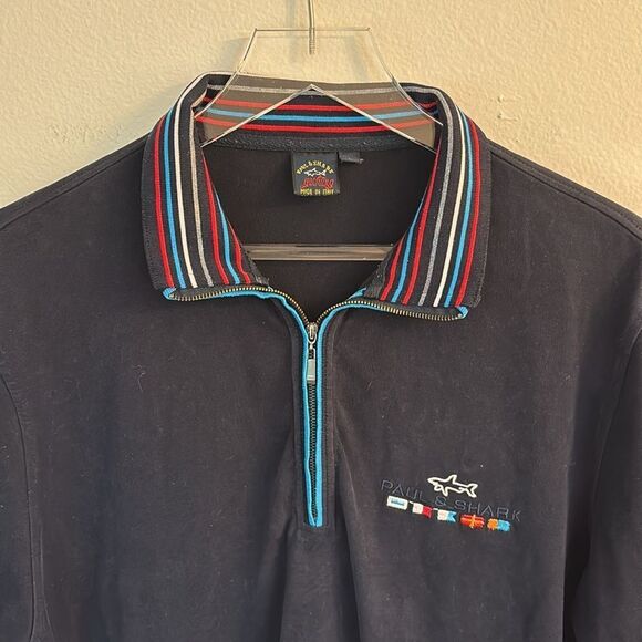 Vintage Paul & Shark Yachting 1/4 Zip Knit Shirt Embroidered Italy Size L - Picture 2 of 10